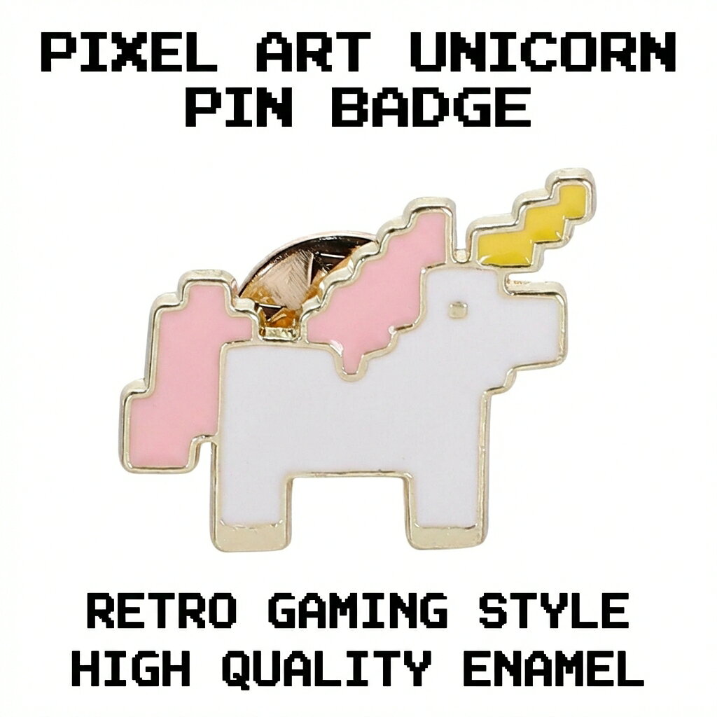 ユニコーン ピンバッジ ドット絵 8ビット レトロゲーム風 ピンズ ラペルピン ブローチ アクセサリー 縦1.8cm×横2.2cm かわいい おしゃれ パステルカラー ゆめかわ ファンタジー 雑貨 小物 鞄 帽子 ワンポイント ギフト プレゼント ホワイト ピンク R0006の商品画像 2