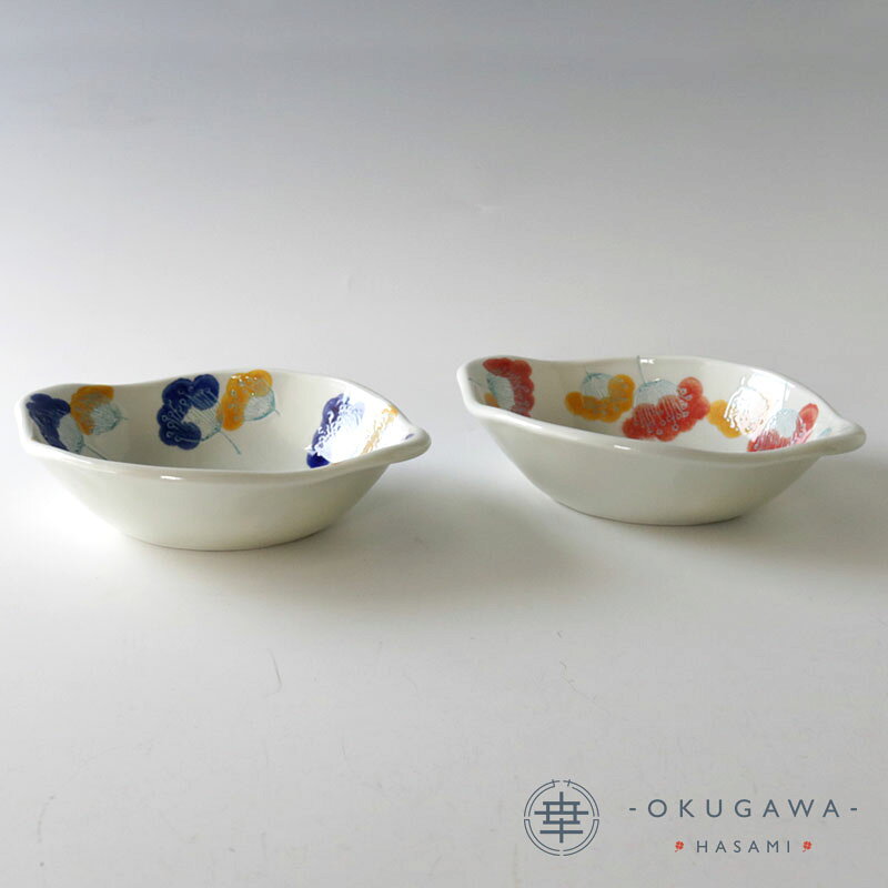 波佐見焼 盛鉢 花 印判 撥水波佐見焼 盛鉢 花 印判 撥水
