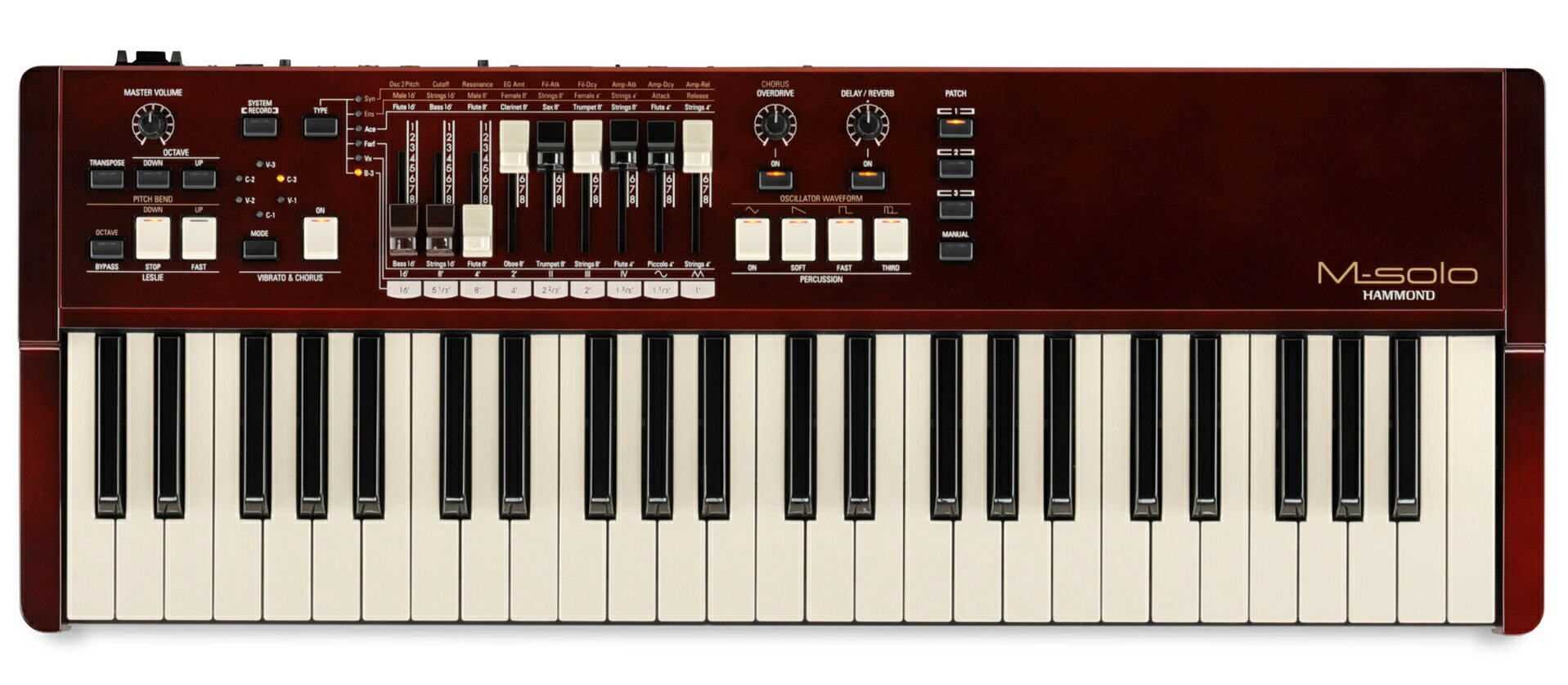 【ご予約受付中】HAMMOND M-solo Burgundy ハモンド 49鍵盤ドローバーキーボード 限定カラー 専用ケース購入可