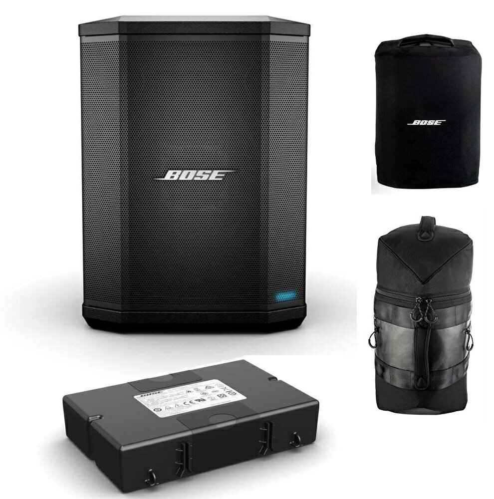 Bose S1 Pro Multi-Position PA system 1台でPAスピーカーとフロアモニター、楽器用アンプ、さらには音楽再生機として、 いつでもどこでもマルチに使えるオールインワン・ポータブルPAスピーカーです。 ミュージシャンによる弾き語りやDJプレイ用途はもちろんのこと、一般的なPA使用にも最適です。 路上ライブでのメインスピーカーやステージ上でのモニタースピーカー、自宅での楽器練習用アンプ、マイクが必要とされる各種イベントでのPAスピーカーなどあらゆる場面でプロフェッショナルサウンドを提供します。 -充実の3chミキサーを搭載- Ch1とCh2は、マイクや楽器を直接入力できるXLR/標準フォンのコンボジャックを採用し、リバーブ機能と音質をスイッチ一つで補正するToneMatch プロセッシングを搭載しています。マイクあるいはアコースティックギターに最適なEQに素早く切り替えます。また、オフに設定すればDJやキーボードなどライン入力にも最適です。 Ch3は、Bluetoothによるワイヤレスストリーミング再生と3.5mmのステレオミニ入力に対応しています。オケやBGMをモバイルデバイスからワイヤレス再生しながら、弾き語りやマイクパフォーマンスをするのに便利です。 -Auto EQ機能搭載で選べる4つの設置ポジション- 使い方に合わせて置き方を変えれば、すぐにベストなカバーエリアを提供します。さらに、置き方を変えても音質を均一にするAuto EQ機能を搭載しているので、あなたのサウンドを常に最高のものに保ちます。 路上ライブなどでは地面において後ろに傾ければ近距離に集まる聴衆に向けて最適なカバーエリアを提供します。横に倒して床に設置すれば、自身のサウンドをステージで確認するのに最適なフロアモニターとして使用できます。さらに、テーブルに置いて座っている観客に向けてサービスしたり、スタンドに立てて使用すれば、より広いカバーエリアに音を届けることができるので、一般的なPAシステムとしての使用やDJプレイに最適です。35mm径の一般的なスタンドに設置することが可能です。 - オプションのリチウムイオンバッテリーで究極のポータビリティを実現- オプションのリチウムイオンバッテリーを使用すれば、標準的な使用で4&#12316;6時間のモバイル駆動が可能です。電源のない場所でも長時間の使用に耐えます。さらに急速充電モードを使えば、2.5時間でフルチャージが可能です。 SPEC 定格出力 60W 再生周波数帯域（±3dB） 70Hz ? 16kHz 最大音圧レベル @ 1 m 103 db (109dB Peak) 指向特性 水平100°×垂直40° ユニット構成 2.25インチドライバー×3 6インチウーハー×1 入力端子 ch1、ch2：XLR・標準フォーンコンボ端子（バランス） ch3：Bluetooth接続、3.5Φステレオミニ（アンバランス） 出力端子 LINE OUT：標準フォーン端子（バランスTRSケーブル） 外形寸法 240(W) x 332(H) x 282(D) mm 質量 6.8kg 消費電力 150W（最大） 電源電圧 AC100&#12316;240V　50/60Hz カラー ブラック 付属品 AC電源ケーブル×1、スリップカバーx1 アクセサリー リチウムイオンバッテリー、バックパック