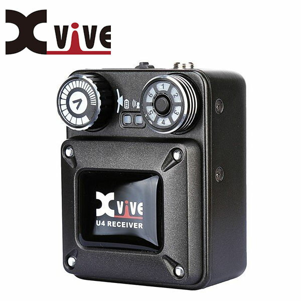 XVIVE U4R IN-EAR MONITOR Wireless System インイヤーモニター デジタルワイヤレス・システム インイヤーモニター デジタルワイヤレス・システム バンドでインイヤーモニターを使いたいけど高いからなあ・・という方に！ついに出ました低価格インイヤーモニターワイヤレスシステム！コンパクトなボディでそれぞれの音量も調節可能。こちらはレシーバー単体です。モニターする人数を増やすときに追加することで同時に複数のメンバーがモニターできます。 ●6チャンネル仕様●高機能ながら、ハイコストパフォーマンス●シンプルでスタイリッシュ●軽量コンパクト設計●簡単セッティング ■最大伝送距離 : 約27m※実際の伝送距離は、電波の反射・干渉・吸収など環境によって変化します。■駆動時間 : 約5時間　(※フル充電時)■バッテリー : リチウムバッテリー内臓（※充電時間:約2.5時間）■レイテンシー : 5ms未満■使用周波数帯域 : 2.4GHz ISMワールドワイド■堅牢なメタルボディレシーバー■その他 : 同時使用可能チャンネル数:6■重さ : 約118g※イヤホンは付属してません。