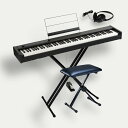 KORG D1 DIGITAL PIANO グランド・ピアノの弾き心地をステージでも、お部屋でも。 日々の練習からライブまで使える、スピーカーレスのスリム・ピアノ。 クラシックだけでなく、ジャズもロックも、ファンクも弾きたい。狭い部屋にもスマートに置きたい、どこにでも持っていける機動力が欲しい。でもやっぱり、タッチにはこだわりたい。 D1は、そんなピアニスト、キーボーディストの願いをすべて叶えるピアノです。 D1は、極限までスリム化にこだわりました。その結果、グランド・ピアノの弾き心地を再現した最上級の鍵盤が持ち運び可能に。コルグが培った上質な鍵盤に、ステージで映える30種類のバラエティ豊かなサウンド。日々の練習からステージまで、しっかり寄り添います。 日本製の高品質なRH3鍵盤。 高品位な30種類のサウンド。 最先端のテクノロジーで、グランド・ピアノの響きを忠実に再現。 デジタル・ピアノならではの便利な機能。 標準サイズのLINE OUT端子に加え、MIDI IN/OUT端子も装備。 ステージでの演奏に必須な、譜面立てと専用ペダルを付属。 どこでも持ち運べるコンパクト・ボディ。 日本製の高品質なRH3鍵盤。 低音部では重く、高音部ほど軽くなるグランド・ピアノのタッチを再現したリアル・ウェイテッド・ハンマー・アクション3（RH3）鍵盤を採用。鍵盤の自然な重さが感じられる、いつまでも弾いていたくなるタッチを実現しています。 どこでも持ち運べるコンパクト・ボディ。 エレガントな質感のブラックで仕上げたしっかりとした木製のボディは、快適な演奏を楽しめる最小奥行きサイズ約26センチ（※）というスリムさを実現しました。D1は、本格的なウェイテッド鍵盤を使用しているにもかかわらず、専用ソフト・ケースSC-D1（別売）を使用し、どこへでも持ち運ぶことができる機動力を備えています。スタイリッシュなスタンドST-SV1（別売）を使えば、ステージでもお部屋でも、スマートに設置可能です。 （※譜面立てなしの場合） 高品位な30種類のサウンド。 D1はクラシックからジャズ、ポップスまで幅広いジャンルに対応する多彩なピアノ音色はもちろん、ステージで映えるエレクトリック・ピアノやオルガン、クラビ、さらにビブラフォン、アコースティック・ギター、ストリングスまで、表現力豊かな音色を計30種類内蔵しています。 弾くのが楽しくなるリッチなピアノ音色アコースティック・ピアノに限りなく近い演奏フィーリングを実現するため、演奏の強弱に応じて4つのピアノ・サンプルを切り替え。繊細なタッチからダイナミックな演奏までリアルな音で応えます。ピアノ音色全体でも「弾いて楽しい」「気持ち良い」音を実現しました。 本格的なエレクトリック・ピアノ音色エレクトリック・ピアノ音色では、タッチによる音色の違いだけでなく、キーオフのノイズまでも再現。また60〜70年代のポップスで広く使われた音色や、ソウル・ミュージックで重宝された音色など、6種類のバリエーションを内蔵しています。 オルガン音色ロックやジャズに適した音色から荘厳なパイプ・オルガンまで、多彩な音色を6種類内蔵しています。 最先端のテクノロジーで、グランド・ピアノの響きを忠実に再現。 グランド・ピアノを再現し、自然で心地よい演奏が得られるための機能を搭載しました。 ダンパー・レゾナンス「コンサート・ピアノ」と「グランド・ピアノ」、そして「ジャズ・ピアノ」の3つのピアノ音色は、ダンパー・レゾナンスを搭載しています。アコースティック・ピアノ独特の、ダンパー・ペダルを踏み込んだときに弦の共鳴によって生まれる、広がりのあるリアルな響きを再現します。 キーオフ・シミュレーション鍵盤から指を離したときの音の余韻、弾き方による弦の残響の違いをも再現しており、スタッカートやレガートなど、演奏表現をより向上させます。 デジタル・ピアノならではの便利な機能。 メトロノームはワンタッチでオン / オフ可能。音色ボタンを2つ同時に押すだけで2つの音色を重ねるレイヤー・モードによって、ピアノにストリングスやビブラフォンなどを重ねての演奏も可能です。また、タッチの強さによって音の出方を5段階（軽め、標準、重め、安定、一定）に設定できるタッチ・コントロール機能を搭載し、自分のタッチに合わせて演奏を楽しめます。そしてブリリアンス、リバーブ、コーラスという3つの高品位なエフェクトを搭載。内蔵音色にはそれぞれ最適なエフェクトがあらかじめプリセットされているので、音色を選べばすぐに最高の音で気持ちよく演奏に専念できます。 標準サイズのLINE OUT端子に加え、MIDI IN/OUT端子も装備。 D1はステージ上で必要な外部接続端子を備えています。標準サイズのLINE OUT端子は、アンプ付きスピーカーや録音機器などに直接接続可能。またMIDI IN/OUT端子もを装備。MIDIインターフェースを介してコンピューターと接続し、D1をMIDIキーボードとして使用したり、ピアノ音源として使用することも可能です。 ステージでの演奏に必須な、譜面立てと専用ペダルを付属。 ステージでの演奏に欠かすことのできない譜面立てを標準装備。D1本体に簡単に取り付けられます。持ち運びに便利なコンパクト・サイズのダンパー・ペダルも付属。お部屋での練習に最適なヘッドホンも付属しています。 CONCERT CONCERTは、音色、タッチ、音楽的体感など、コンサート・ホールで聴いたり弾いたりする感覚と、同じ演奏体験をもたらすことを目指して設計された、コルグの新しいスタンダードとなるピアノ・シリーズです。ホーム・ユースからステージでのパフォーマンスまで様々なシチュエーションで演奏を楽しんでいただけるラインナップを揃えています。