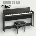 【数量限定特価】KORG 電子ピアノ C1 Air WBK ウッデン・ブラック コルグ 高低椅子(純正) ヘッドホン付