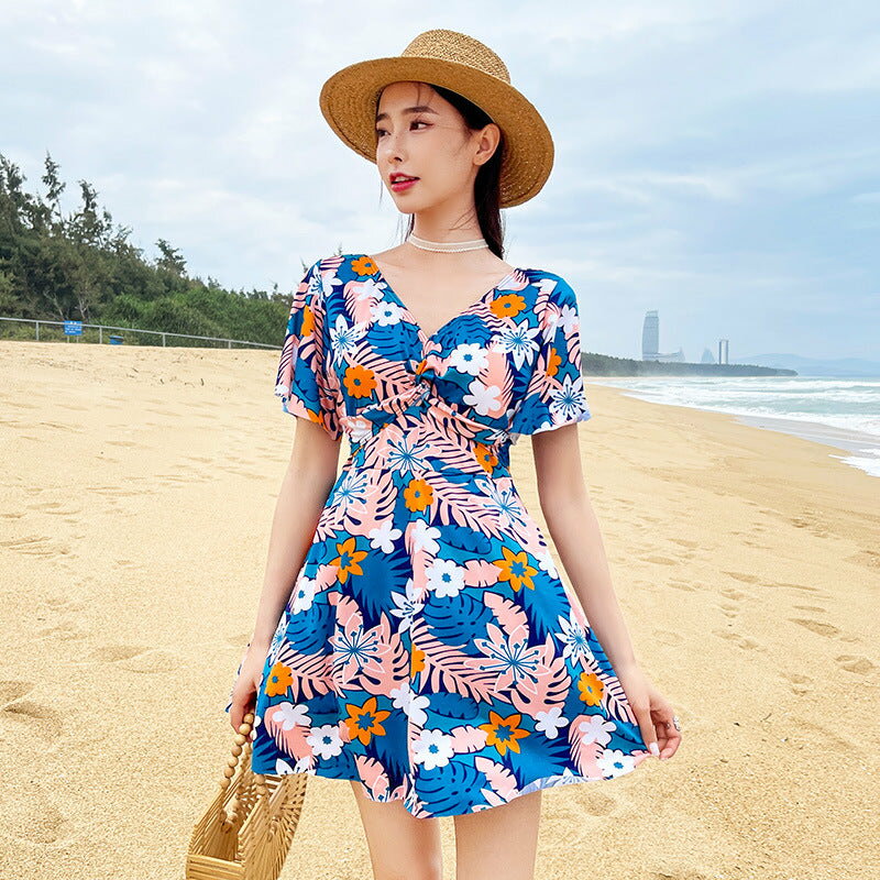 Rakuten - プラスサイズ 水着 レディース ママ ワンピース おしゃれ 体型カバー スリムファッション 花柄 スカート コンサバティブ