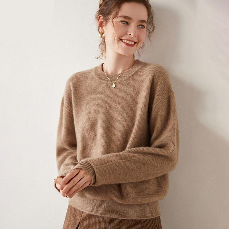 Rakuten - 【カシミヤ素材】 冬 レディース トップス おしゃれ 上品 カシミヤ セーター ラウンドネック 長袖 ロングスリーブ