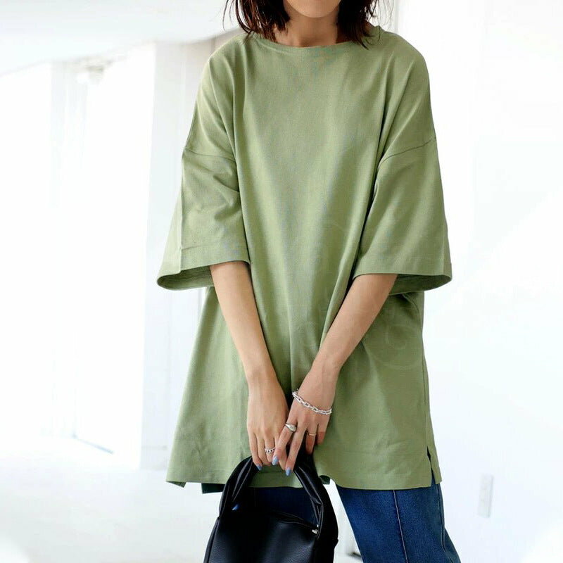 Rakuten - レディース トップス シャツ tシャツ ミドル丈 ルーズトップス カジュアル クロスボーダー7色