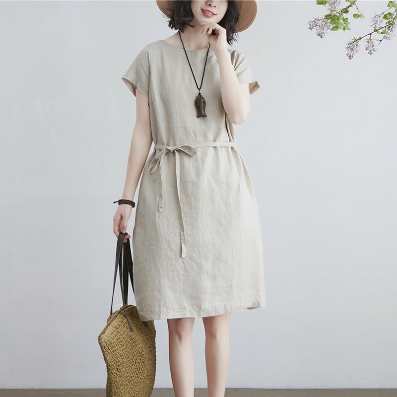 コットン ワンピース レディース 夏 ナチュラル ベージュ L