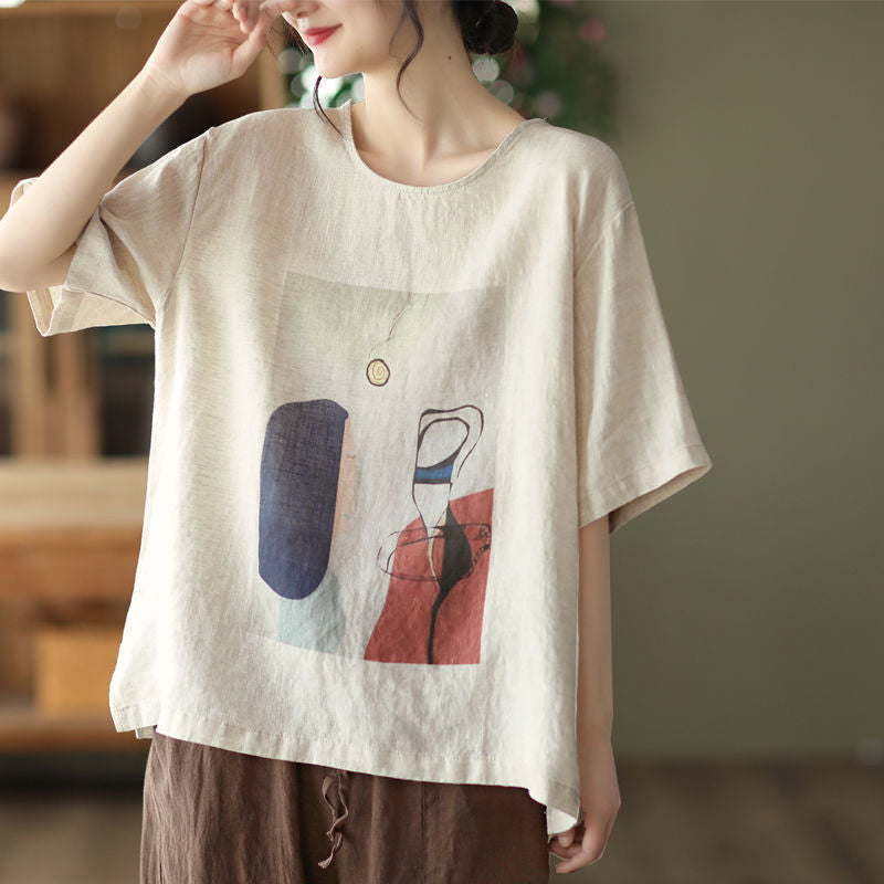 Rakuten - レディース カットソー 半袖 夏仕様 綿ポリエステル混 ヘンプ M-3XL