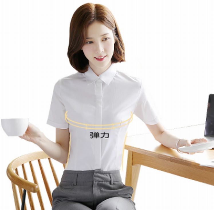 Rakuten - 【竹繊維100%】春夏 レディース シャツ 半袖 弾性 無地 通勤 アーバンビジネススタイル トップス シャツ・ブラウス