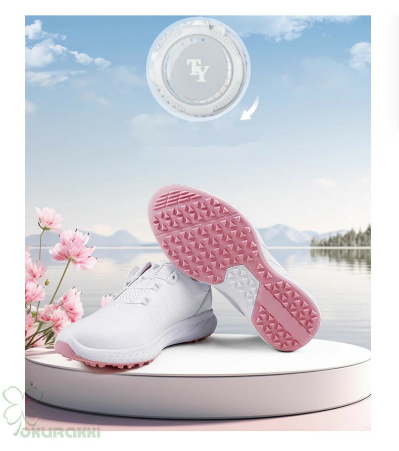 ゴルフ ゴルフシューズ 夏用 快適 通気 ダイヤル式 ソフトスパイク レディース スパイクシューズ スニーカー 靴 女子 防水 人工皮革