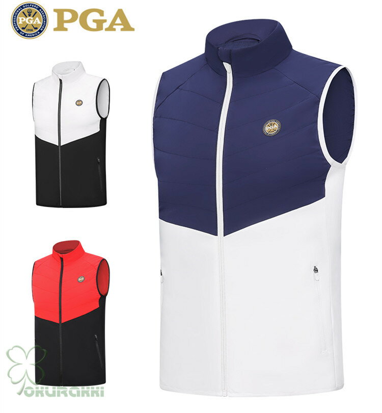 【すぐ使える超お得クーポン4％＆5％＆6％】ゴルフベスト メンズ ジャケット ゴルフウェア ダウンベスト 防寒 保温 秋冬 綿入りスポーツウェア 男性用 紳士 カジュアル 通気性