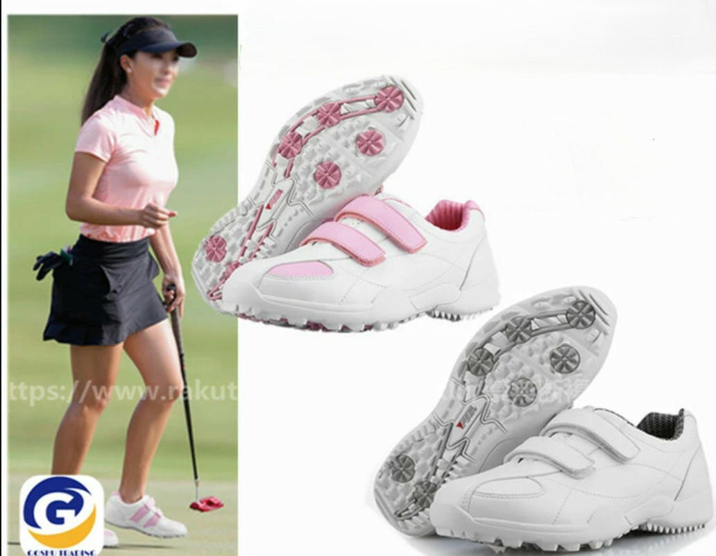 ゴルフ ゴルフシューズ マジックテープタイプ ソフトスパイク レディース スパイクシューズ 防水 人工..
