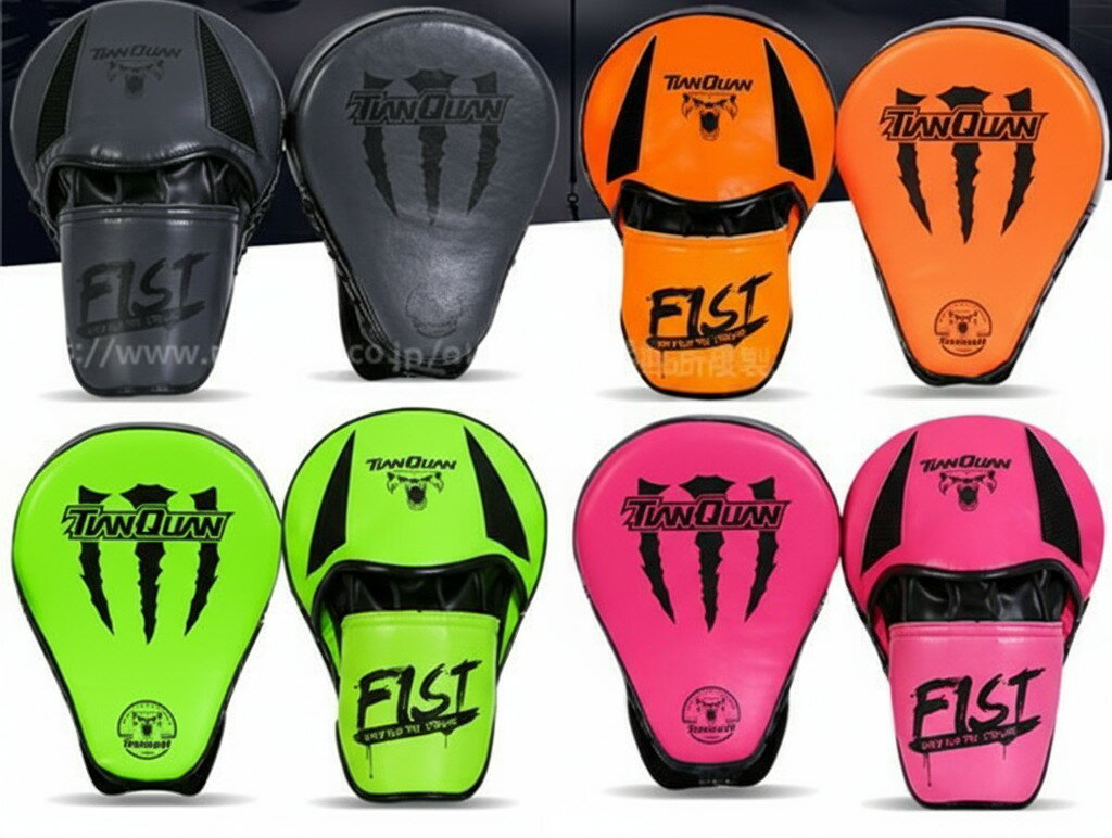 ボクシング パンチングミット 左右 セット 革製 レザー ミット 空手 キックボクシング ムエタイ テコン..