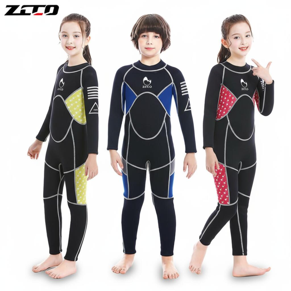 ウェットスーツ 子供用 3mm サーフィン フルスーツ バックジップ ネオプレーン ダイビング マリンスポ..