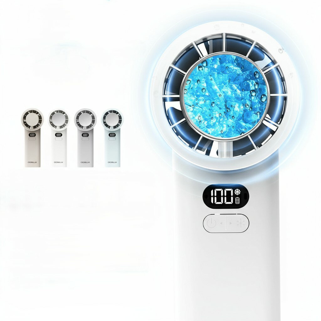 シシベラ ディスプレイ付きコンパクト冷却ハンディファン 携帯扇風機 超軽量 ハンディファン 扇風機 ミ..