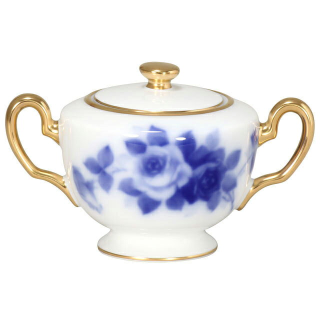 【大倉陶園公式 オンライン】 ブルーローズ シュガーポット（小） 砂糖入れ 約250ml 日本製 磁器 おしゃれ クラシカル 花柄 バラ ホワイト 白磁 贈り物 ギフト プレゼント 贈答品 引き出物 結婚祝い お祝い 68BS/8011-Aのサムネイル