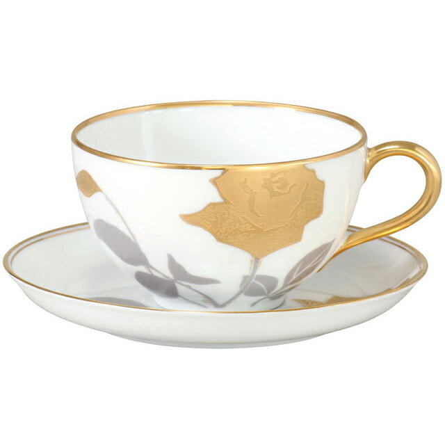 【大倉陶園直営店】　金蝕バラ　カフェオレカップ　約395ml　日本製