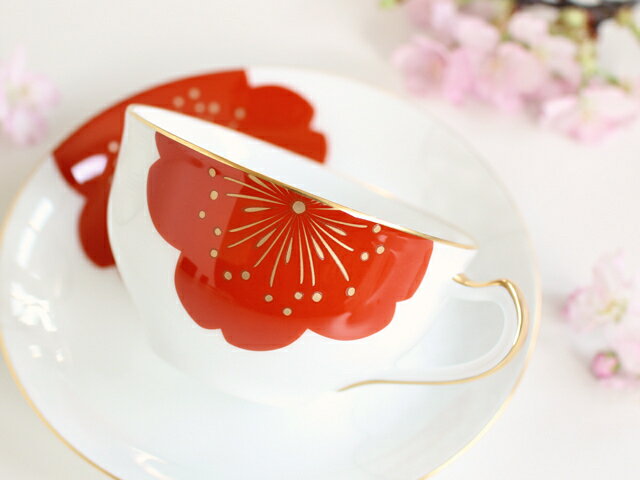 【大倉陶園直営店】　桜シリーズ 「吉祥桜」　カップ＆ソーサーペアセット 　約235...