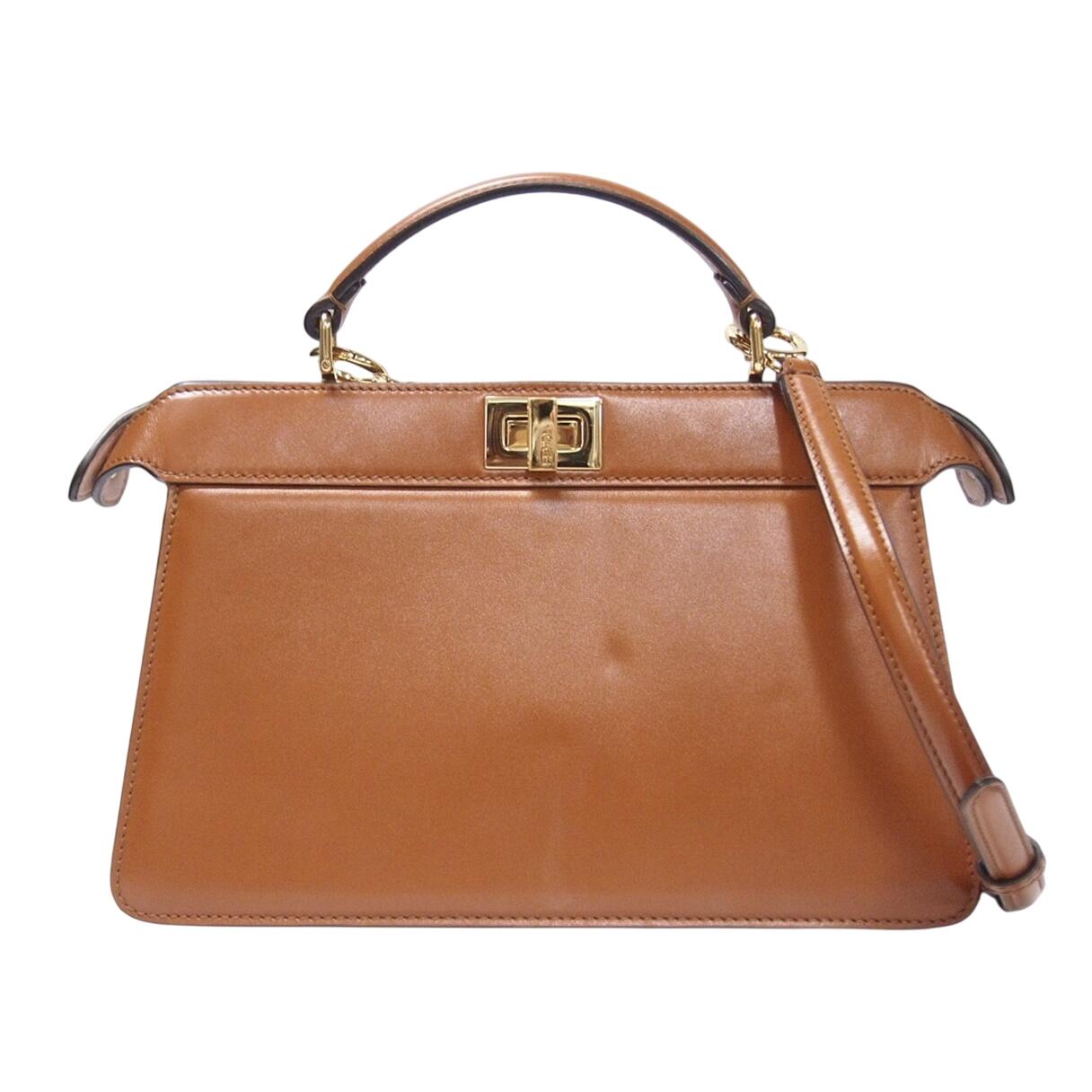 【中古】FENDI フェンディ ピーカブー イーストウエスト 2way ハンドバッグ ショルダーバッグ 8BN323 J12-77 ブラウン【他サイト併売品】