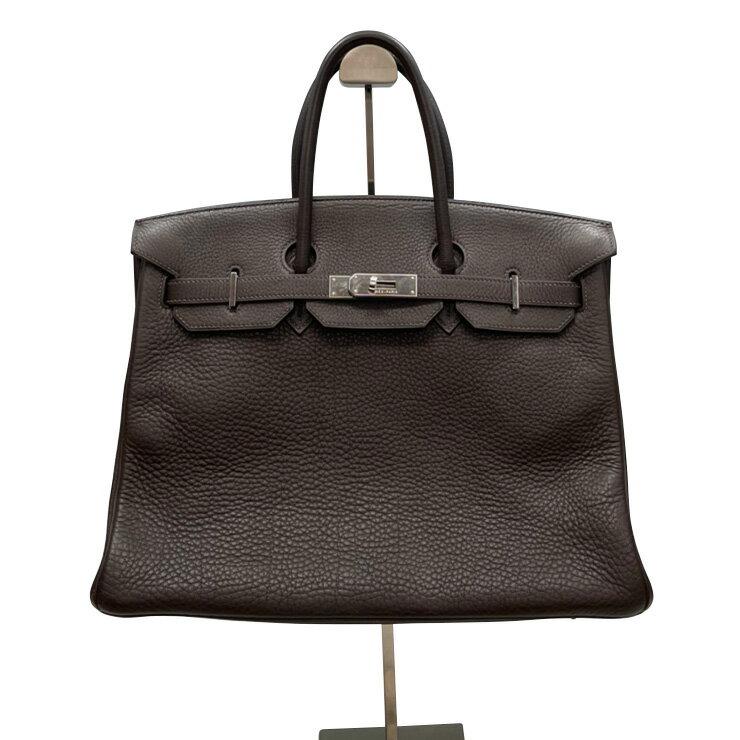 【中古】エルメス HERMES バーキン35 ハンドバッグ シルバー金具 ダークブラウン ショコラ エルメス Birkin F刻印【店舗併売品】