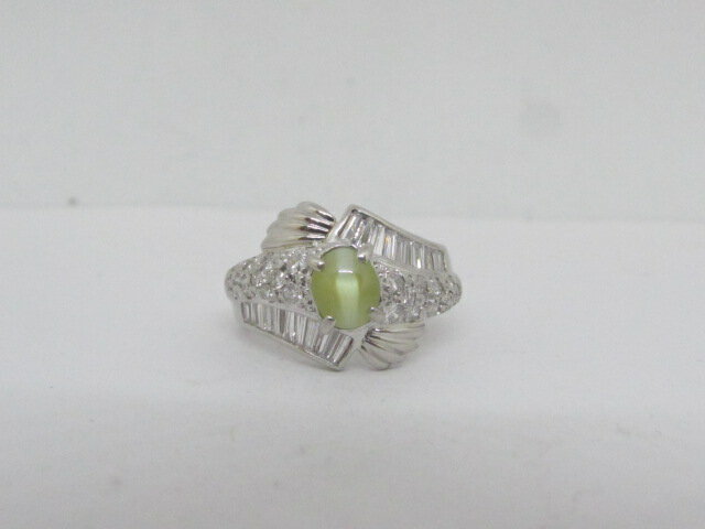 【中古】Pt900天然クリソベリル...