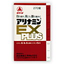 商品説明 ビタミンB1B6B12／B12主薬製剤○アリナミンEXプラスは、「タケダ」が開発したビタミンB1誘導体 フルスルチアミン、ビタミンB6、ビタミンB12を配合し、「目の疲れ」「肩こり」「腰の痛み」などのツライ症状にすぐれた効果をあらわします。 ○補酵素（コエンザイムA）となってエネルギーの産生に重要な働きをするパントテン酸カルシウム、体のすみずみの血液循環を改善するビタミンEを配合しています。 ○服用しやすい黄色の糖衣錠です。 効能・効果 1．次の諸症状の緩和 眼精疲労、筋肉痛・関節痛（肩こり、腰痛、五十肩など）、神経痛、手足のしびれ 2．次の場合のビタミンB1B6B12の補給 肉体疲労時、病中病後の体力低下時、妊娠・授乳期 使用上の注意 直射日光の当たらない湿気の少ない涼しい所に密栓して保管してください。 小児の手の届かない所に保管してください。 他の容器に入れ替えないでください。 また、他の薬剤等を混ぜないでください。（誤用の原因になったり品質が変わります。） 使用後はキャップを堅くしめてください。 箱の内ブタの「開封年月日」欄に、開封日を記入してください 使用期限をすぎた製品は使用しないでください。 一度容器のキャップを開けた後は、品質保持の点から6カ月以内に使用してください。 成分・分量 3錠（1日最大服用量）中 フルスルチアミン（ビタミンB1誘導体）として・・・100mg （フルスルチアミン塩酸塩・・・109.16mg） ピリドキシン塩酸塩（ビタミンB6）・・・100mg シアノコバラミン（ビタミンB12）・・・1500μg トコフェロールコハク酸エステルカルシウム（ビタミンEコハク酸エステルカルシウム）・・・103.58mg （dL-α-トコフェロールコハク酸エステルとして・・・100mg） パントテン酸カルシウム・・・30mg ガンマ-オリザノール・・・10mg 添加物：乳酸カルシウム水和物、無水ケイ酸、ヒドロキシプロピルセルロース、ステアリン酸Mg、セルロース、ヒプロメロース、エリスリトール、ビタミンB2、酸化チタン、アラビアゴム、炭酸Ca、タルク、白糖 用法・用量 次の量を、食後すぐに水またはお湯で、かまずに服用すること。 ○15歳以上・・・1回量2〜3錠、1日服用回数1回 ○15歳未満・・・服用しないこと 内容量 270錠 保管及び取り扱い上の注意 （1）直射日光の当たらない湿気の少ない涼しい所に密栓して保管してください。 （2）小児の手の届かない所に保管してください。 （3）他の容器に入れ替えないでください。（誤用の原因になったり品質が変わることがあります。） （4）使用期限（外箱に記載）を過ぎたものは服用しないでください。 お問い合わせ先 ココ第一薬局　045-364-3400 製造販売元（会社名・住所） アリナミン製薬株式会社〒541-0045 大阪府大阪市道修町四丁目1番1号 お客様相談室 電話：0120-567-087 受付時間：9時～17時(土日祝日を除く) 広告文責 株式会社ココ第一薬品薬剤師：和田　弘 発売元 アリナミン製薬株式会社 生産国 日本 商品区分 医薬品：【第3類医薬品】 楽天国際配送対象商品（海外配送) 詳細はこちらです。 Rakuten International Shipping ItemDetails click here 検索ワード ありなみんいーえっくす、アリナミンイーエックス、arinaminni-ekkusu 　こちらの商品は約、　696g　の重さです。 　使用期限まで1年以上あるものをお送りします。