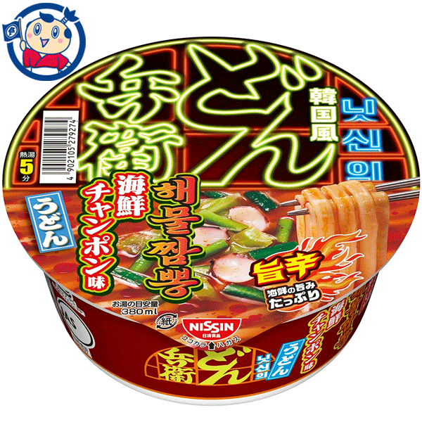 送料無料 カップ麺 日清 どん兵衛 韓国風旨辛海鮮チャンポン味うどん 90g×12個入×1ケース 発売日：2023年5月8日のサムネイル