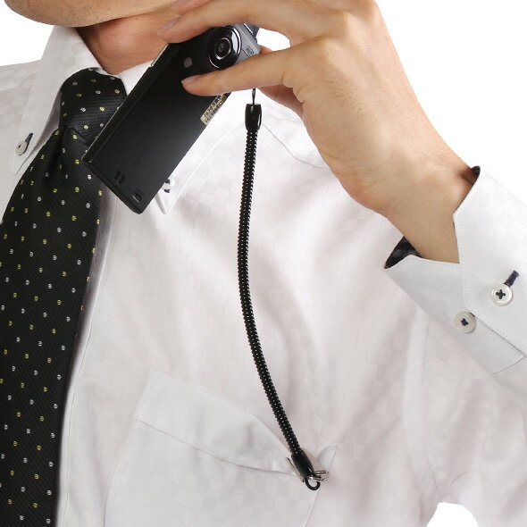 【月間優良ショップ】メタルクリップコイルストラップSCX-M04BK20cm-70cm【ブラック】【ゆうメール】 バレンタイン ホワイトデー