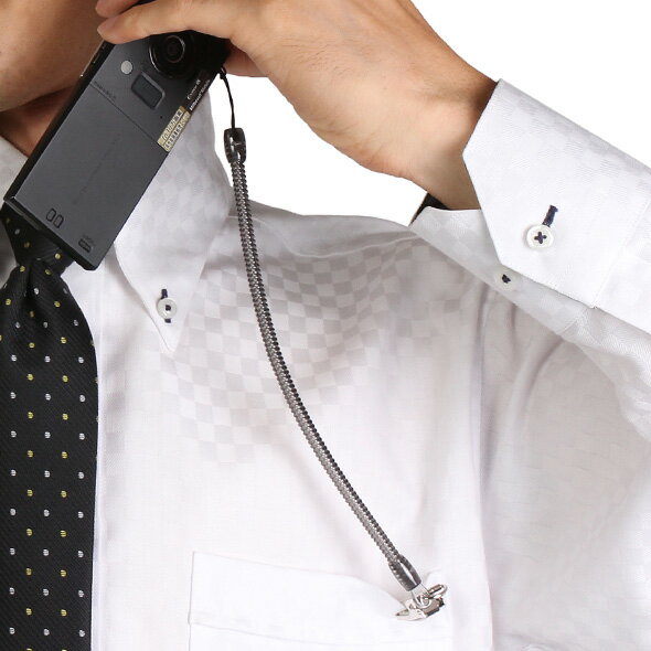 【月間優良ショップ】メタルクリップコイルストラップSCX-M04CB20cm-70cm【クリアブラック】 落下防止ストラップ【ゆうメール】 バレンタイン ホワイトデー