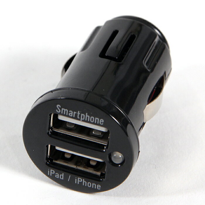 iPhone スマホ 充電器 携帯充電器 2つのポートで同時に充電可能 スマートフォン 最大出流2A iPadにも快適充電 月間優良ショップ 受賞 送料無料 ブラック 02U20002K 2ポート 車載充電器 ゆうメール バレンタイン ホワイトデー