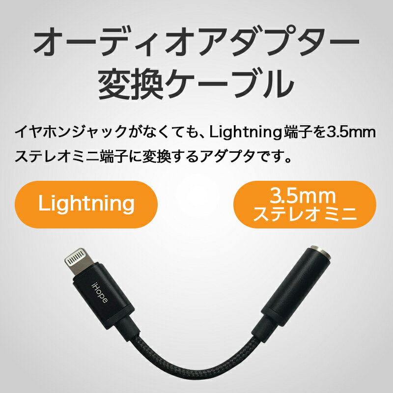 オーディオ変換アダプタ マイク付きイヤホン対応 送料無料 月間優良ショップ 受賞 Lightning/3.5mmステレオミニジャック ecb621025 ブラックシルバー ゆうメール 母の日 父の日