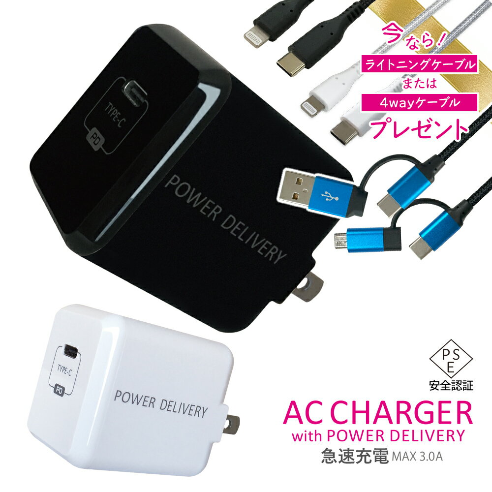【選べる急速充電対応ケーブルのプレゼントつき】29W Type-C 急速充電 最大出力3A 海外対応 送料無料 PD対応 USB iPhone アンドロイド タ...