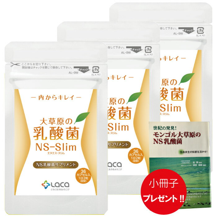 3袋セット 大草原の乳酸菌 36粒 NS-Slim　＋ 小冊子プレゼント！ ラクア NS乳酸菌 サプリメント モンゴル 乳酸菌 ロイテリ菌 善玉菌