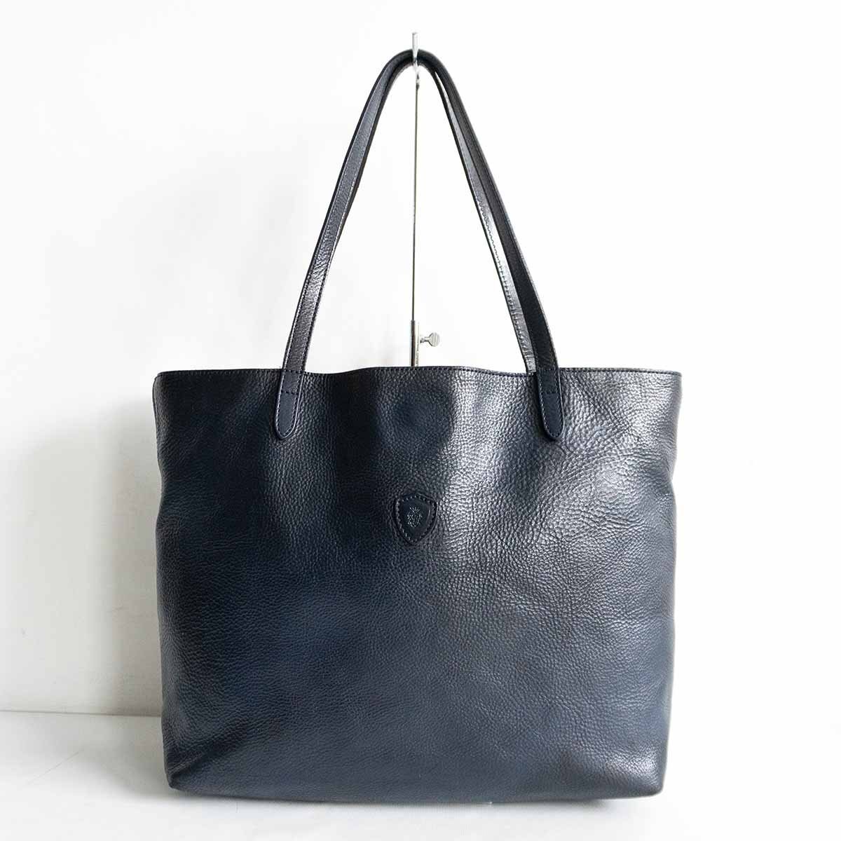 【美品】FELISI 【15-50/NK レザー トートバッグ】ネイビー 肩掛け可能 MADE IN ITALY BAG