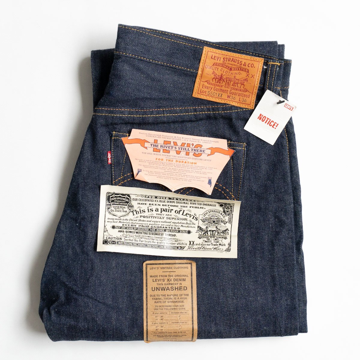 【Dead Stock/バレンシア製】 LEVI'S 【 44501 大戦モデル / S501XX BIG E デニムパンツ 】36 インディゴ 555 アメリカ製 リーバイス