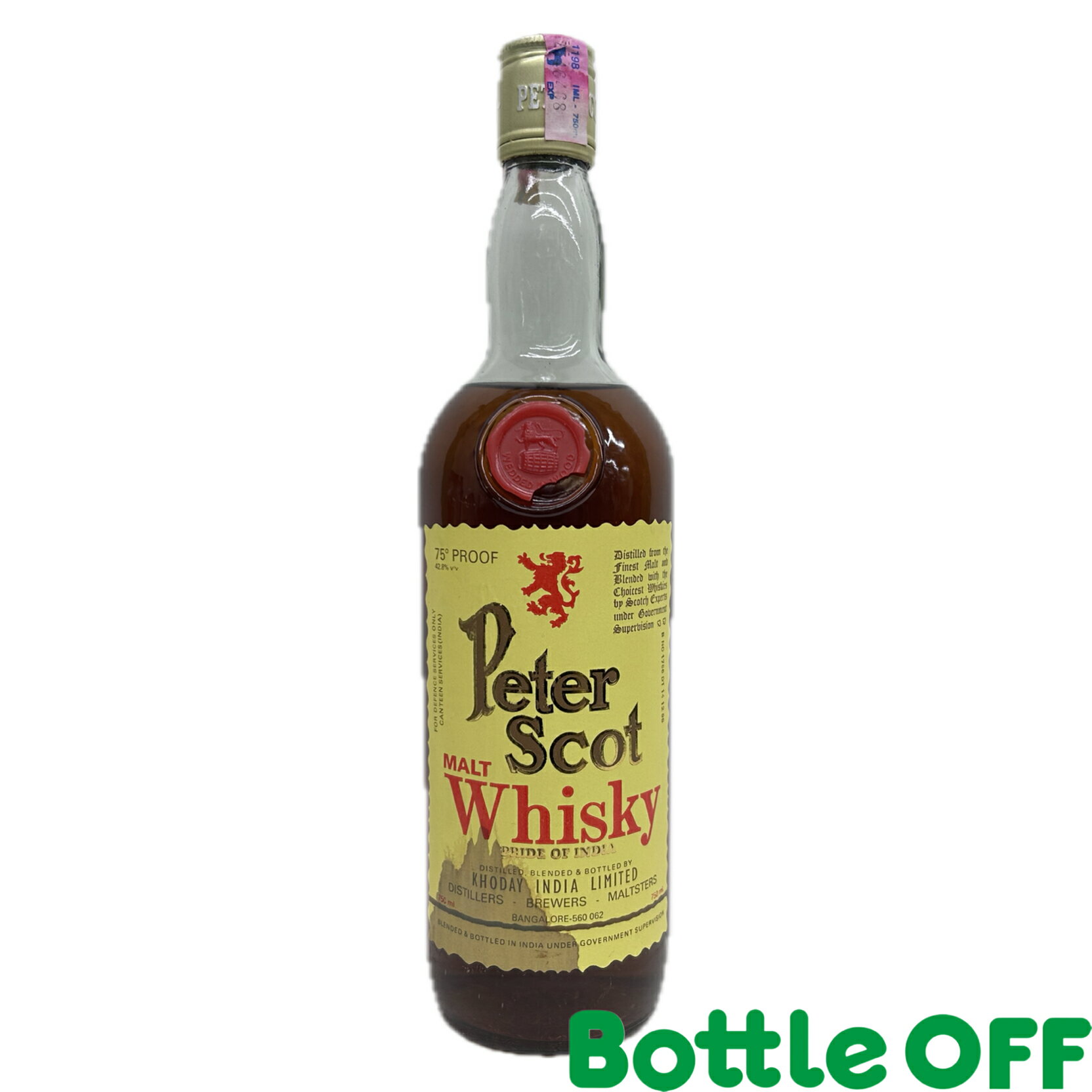 ピータースコット モルトウイスキー 750 42.8% Peter Scot MALT Whisky インドウイスキー オールドボト..