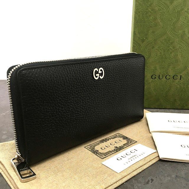 【中古】 送料込み！ 未使用品 GUCCI ジップウォレット 473928 ブラック レザー ドリアン 箱付き 32