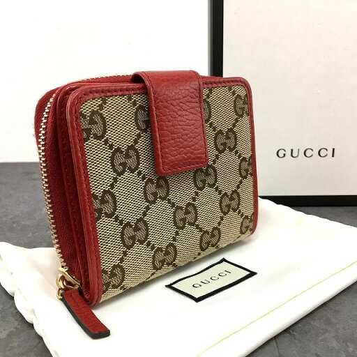 【中古】 送料込み! 未使用品 GUCCI コンパクトウォレット 346096 GGキャンバス レッド 箱付き 370 【中古】 送料込み! 未使用品 GUCCI コンパクトウォレット 346096 GGキャンバス レッド 箱付き 370
