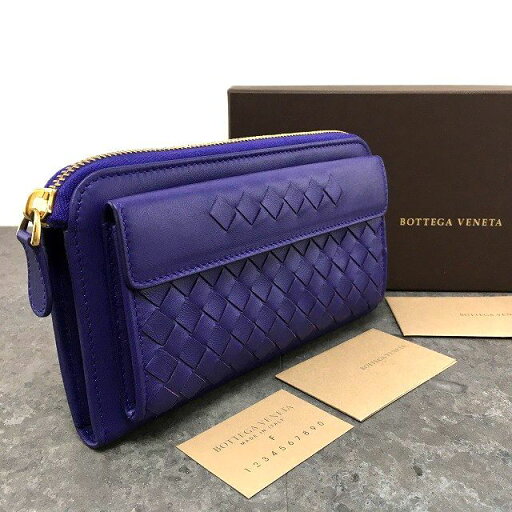 【中古】 送料込み! 極美品 BOTTEGAVENETA 長財布 イントレチャート パープル ラムスキン L字ファスナー 箱付き 429 【中古】 送料込み! 極美品 BOTTEGAVENETA 長財布 イントレチャート パープル ラムスキン L字ファスナー 箱付き 429