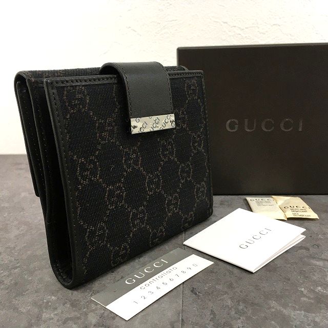Rakuten - 【中古】 送料込み！ 極美品 GUCCI コンパクトウォレット 74209 ダークブラウン 箱付き メンズ レディース 202