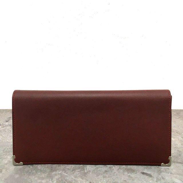 【中古】 送料込み☆ 極美品 Cartier 札入れ マストドゥカルティエ ボルドー レザー...