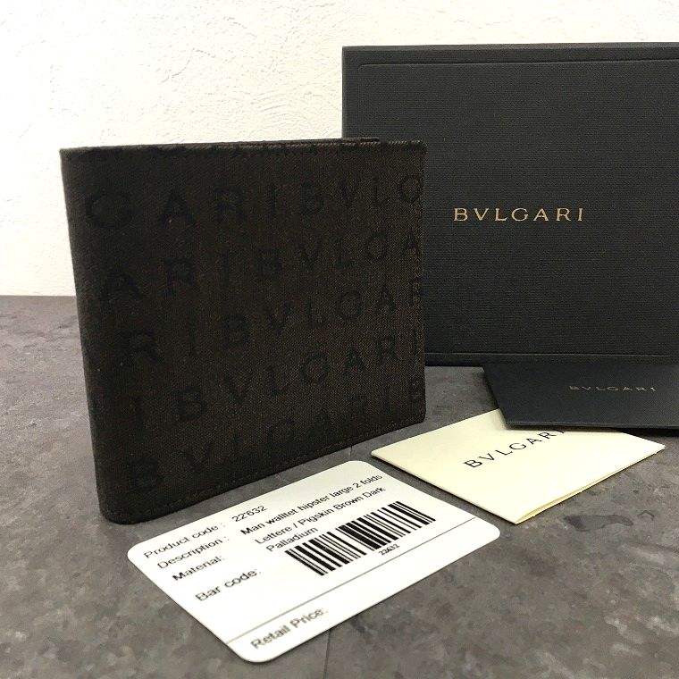 Rakuten - 【中古】 送料込み！ 未使用品 BVLGARI 札入れ ダークブラウン ブロゴマニア 箱付き ☆プレゼントにも☆ 143