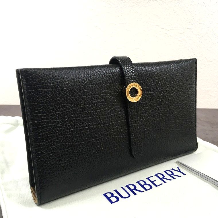 【中古】 送料込み！ 未使用品 BURBERRY 長財布 ブラック バーバリーチェック メンズ レディース 239