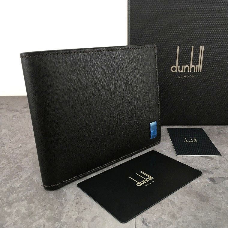 U, 吉 - 【中古】 送料込み！ 極美品 dunhill 二つ折り札入れ ダークブラウン シンプル 財布 メンズ 265