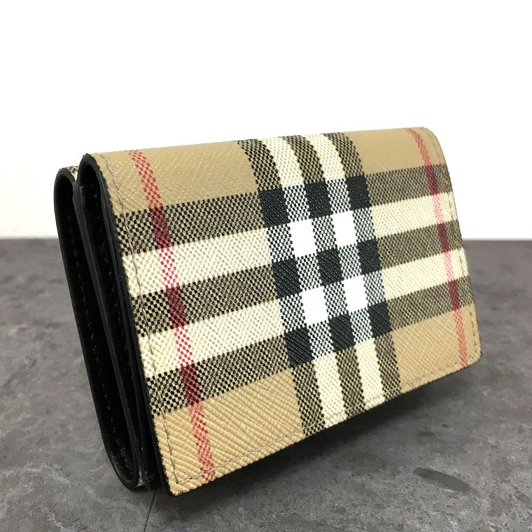 Rakuten - 【中古】 送料込み！ 極美品 BURBERRY コンパクトウォレット ノバチェック 三つ折り財布 メンズ レディース 302