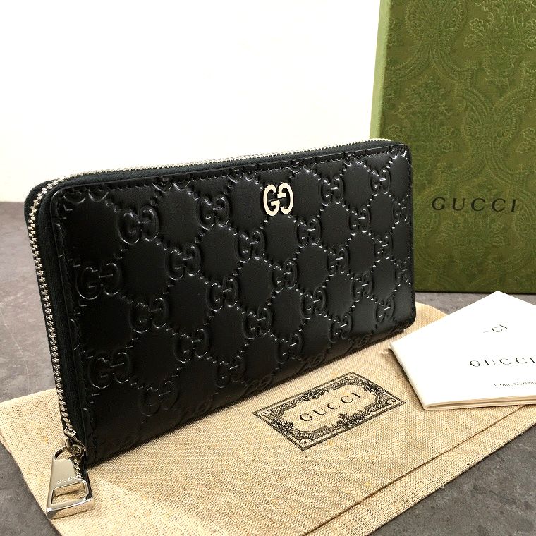 Rakuten - 【中古】 送料込み！ 未使用品 GUCCI ジップウォレット 473928 ブラック ドリアン 箱付き 271
