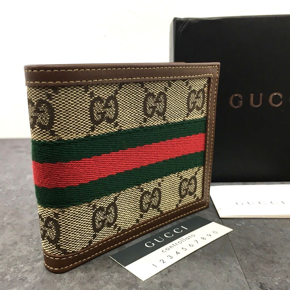C, L, R, W - 【中古】 送料込み！ 極美品 GUCCI 二つ折り財布 034 0959 5070 シェリーライン 札入れ 343