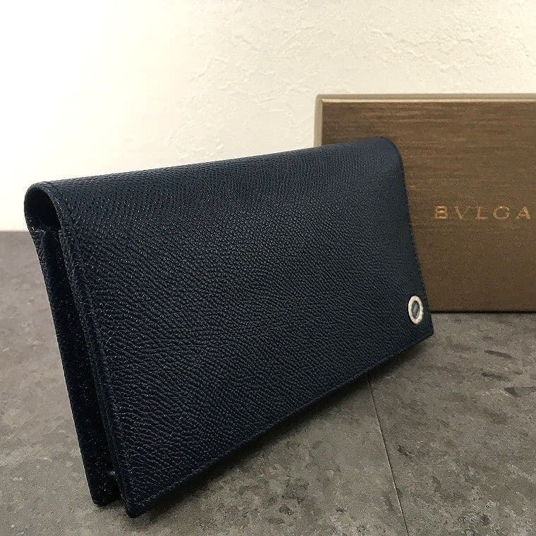 BVLGARI - 送料込み！ 未使用品 BVLGARI 長財布 ネイビー 箱付き 192