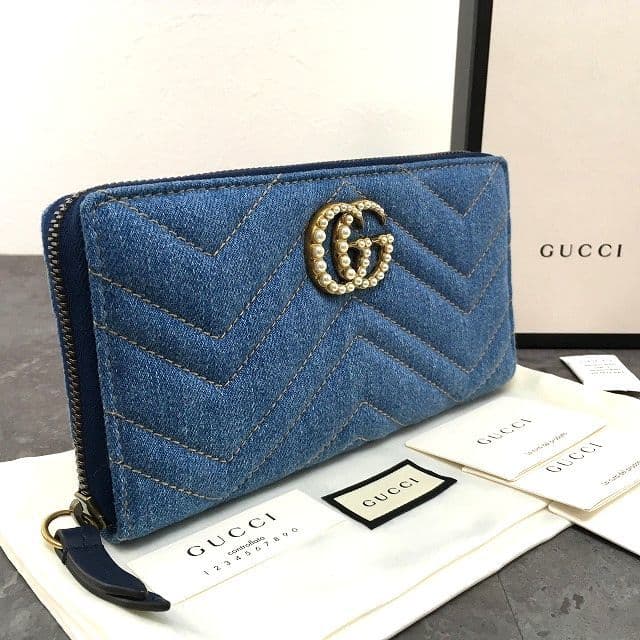 GUCCI 長財布 GG GGマーモント  パール 新品 未使用 美品】GUCCI グッチ GGマーモント パール リアルパイソン 長財布