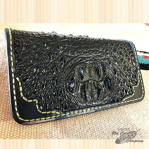 サドルレザー ウォレット ロングウォレット バイカーズウォレット Back pocket breaker crocodile wallet バックポケットブレーカー クロコダイル - メンズ 財布 長財布 レザー 革 手作り ハンドメイド 当店オリジナル 特注サドルレザー使用 プレゼント ギフト カスタム可